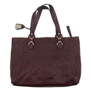 Cole Haan Large Burgundy Soft Leather East West Shoulder Tote Satchel Bag